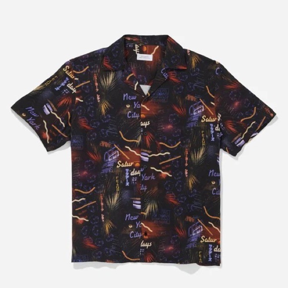Saturdays NYC Canty Midnight Paradise Short Sleeve Shirt - Picture 5 of 10